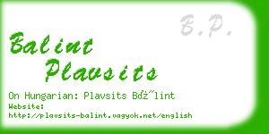 balint plavsits business card